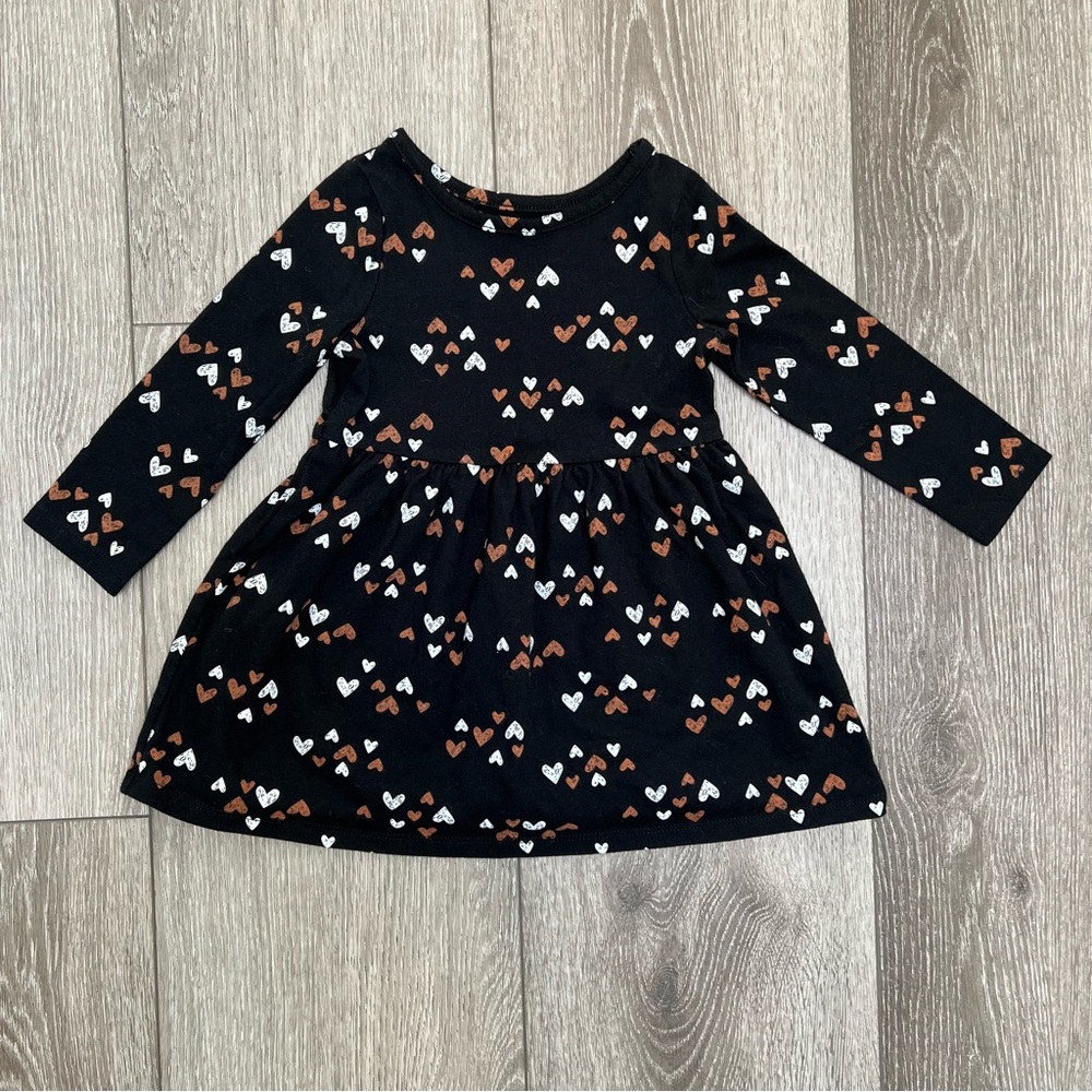 CAT AND JACK LONG SLEEVE HALLOWEEN DRESS HEARTS BLACK 2T